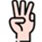 אייקון יד עם שלוש אצבעות פתוחות