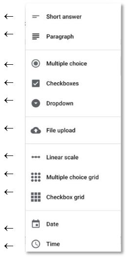 שאלות בטופסי גוגל