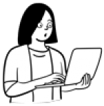 איקון אישה עם לפטופ