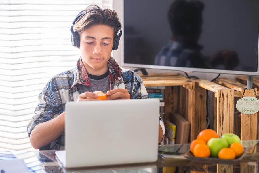 נער עם מחשב