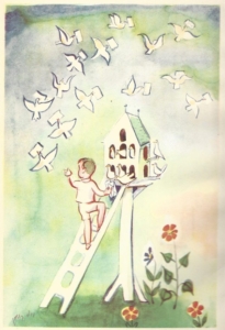 ציורו של נחום גוטמן, שעיטר את השיר, מובא באדיבות מוזיאון נחום גוטמן לאמנות.