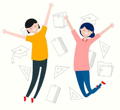 שתי ילדות שמחות קופצות