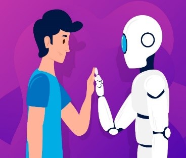 איור בן אדם ורובוט