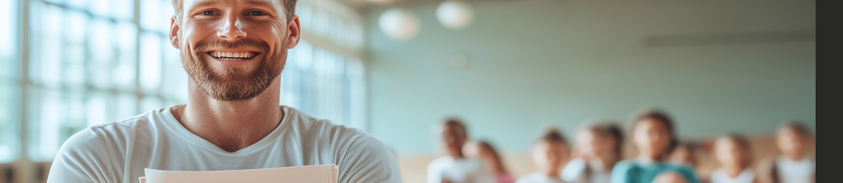 תהליך התירבות של סטודנטים להוראת חינוך גופני בבריטניה בתמונה מורה לספורט תמונת אווירה