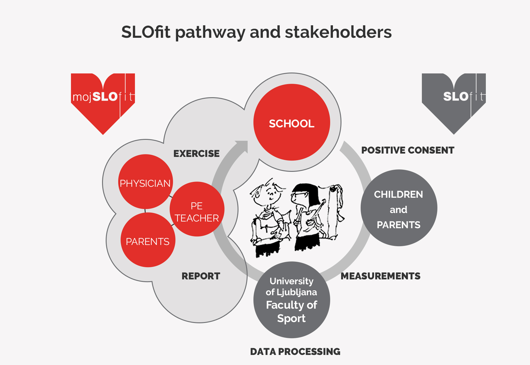 תרשים מתוך האתר הרשמי של SLOFIT המתאר למי מועברים נתוני המבחנים